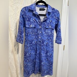 Duffield Lane Blue and White Patterned Dress